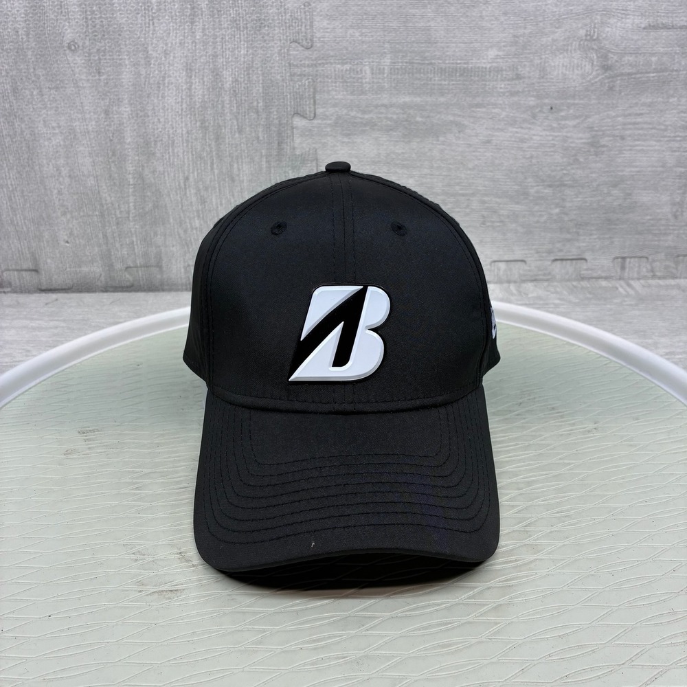 Bridgestone Golf New Era Hat Mens Medium/Large Black Polyester Stretch Fit Cap
